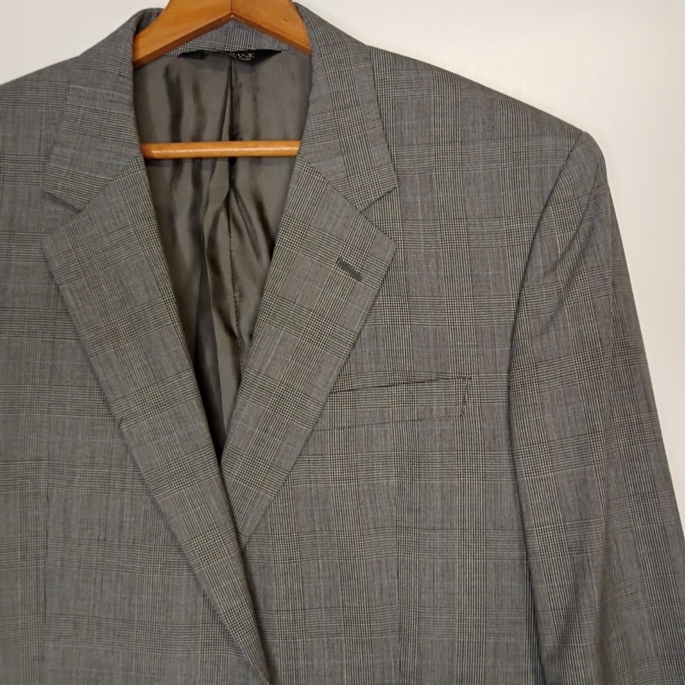 Jos A‎ Bank Blazer Mens 44S Gray Wool Glen Plaid 2 Button Sport Coat Jacket - Picture 11 of 11